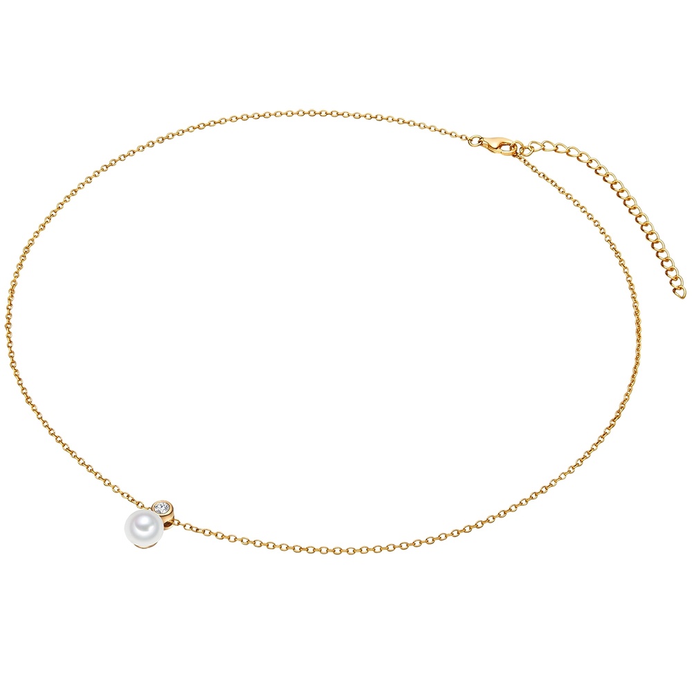 Valero Pearls Collier en argent Argent sterling Oxyde de zirconium (CZ) Perle de culture d'eau  collier