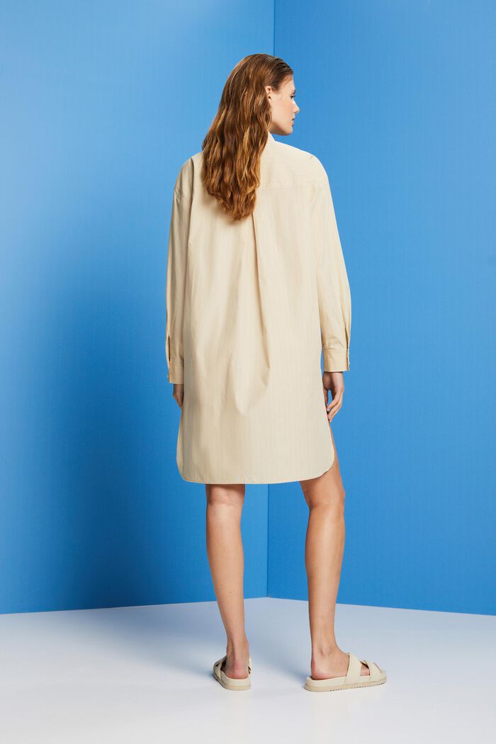 Hemdblusenkleid mit Nadelstreifen, 100 % Baumwolle