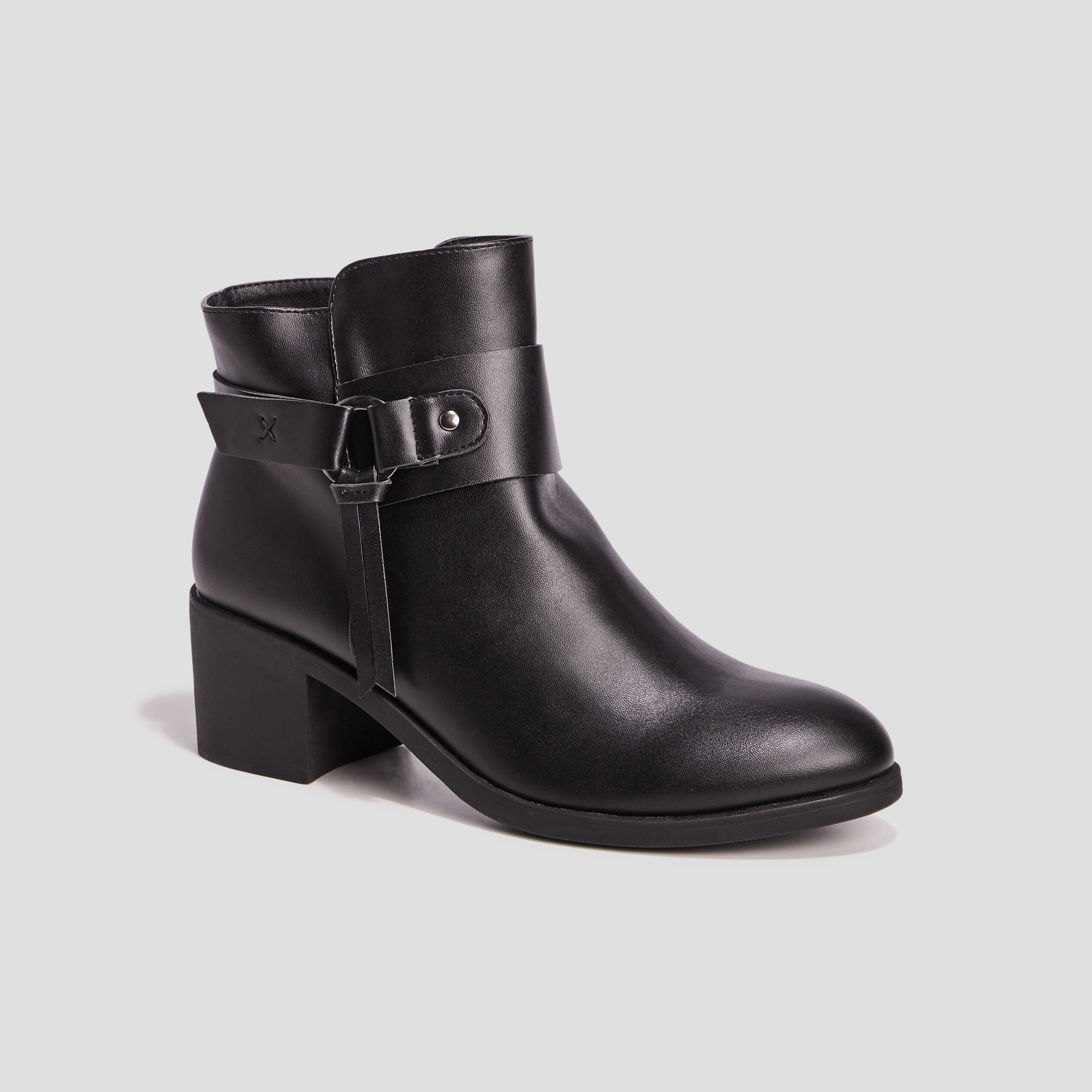 Bottines à talons carrés noir femme | La Halle
