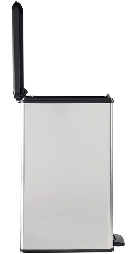 Curver DECO SLIM BIN Abfalleimer 40L mit Fußpedal silber metallic