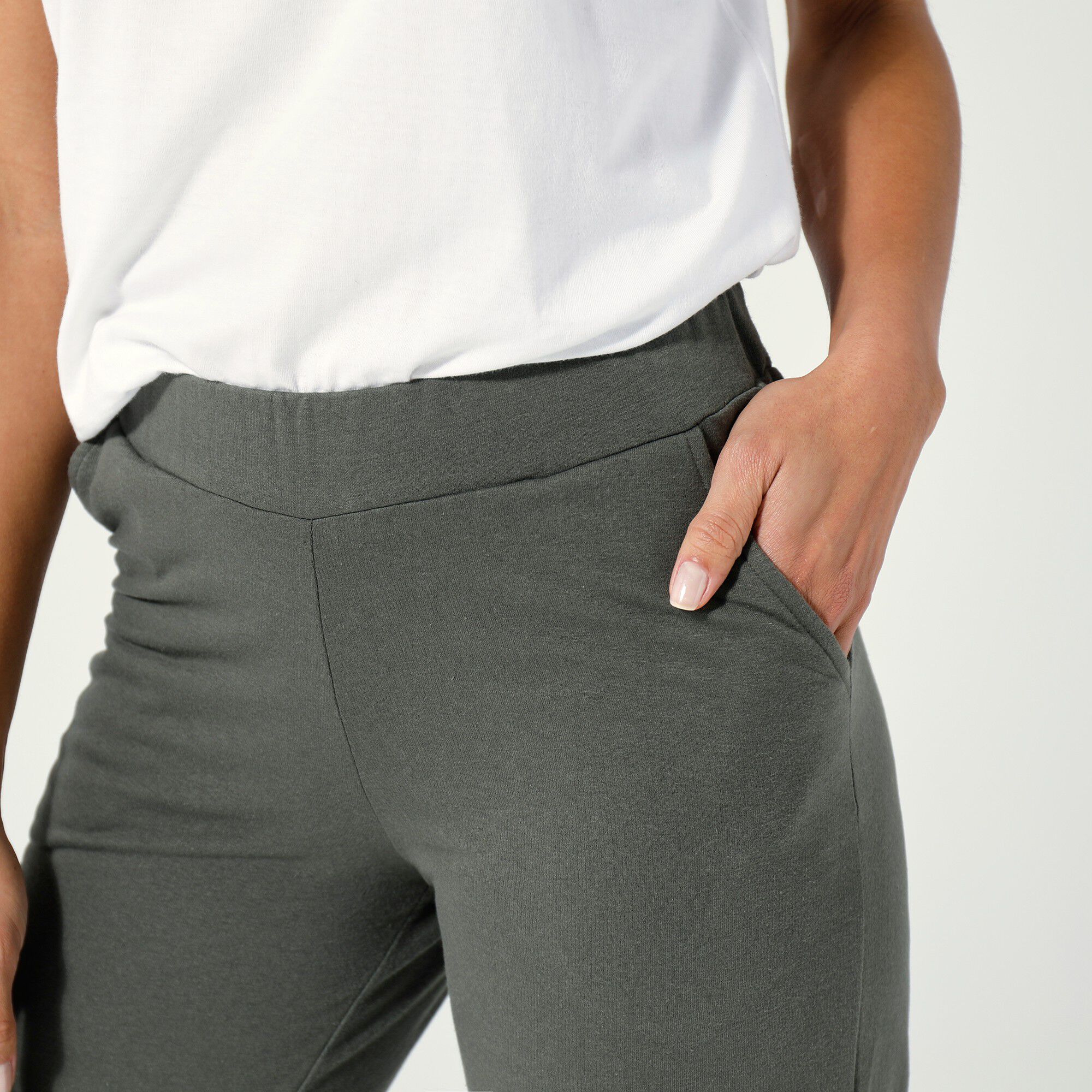 Pantalon coupe large molleton taille élastiquée