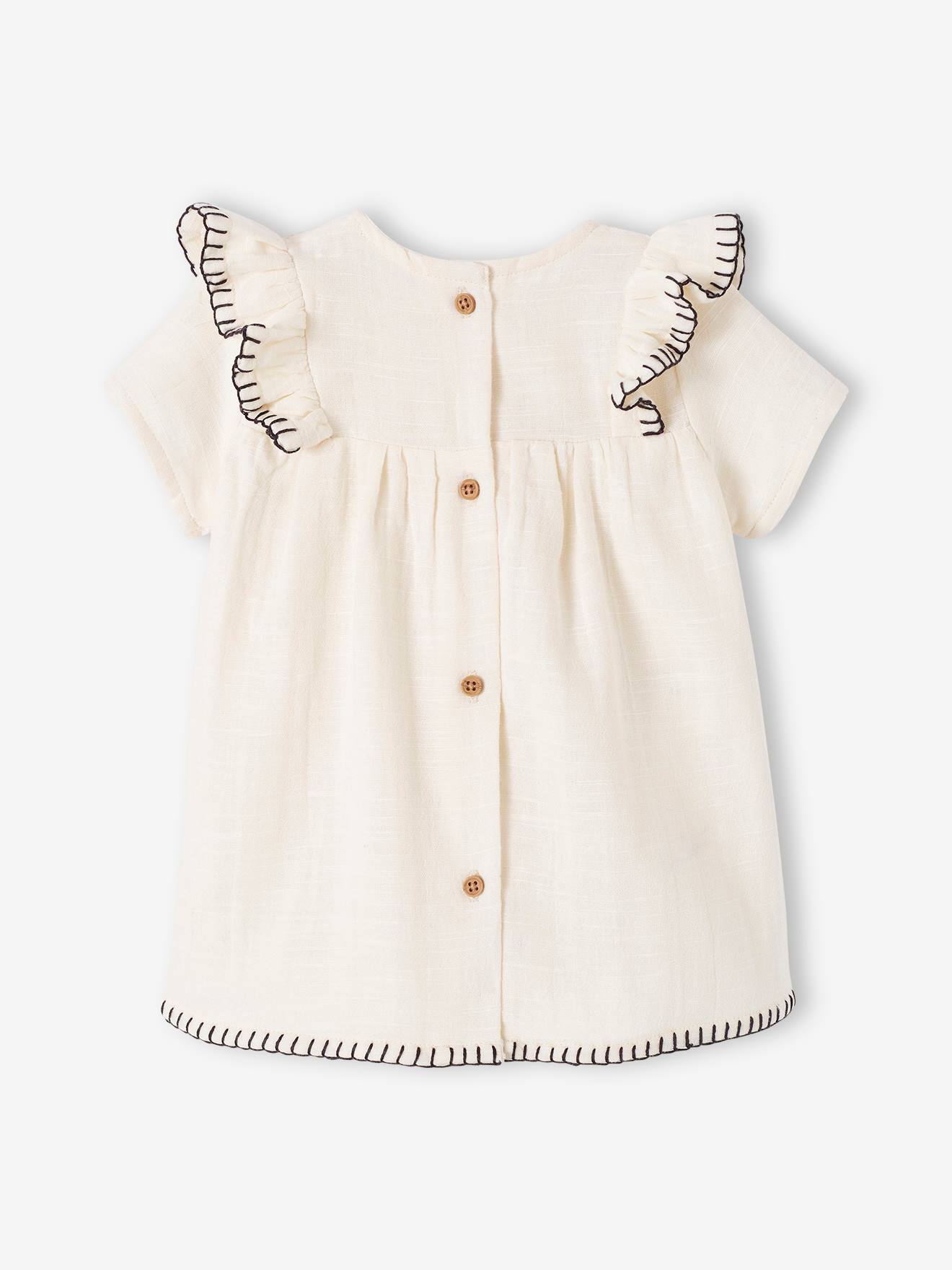 Vertbaudet Baby Kleid aus Musselin - wollweiß