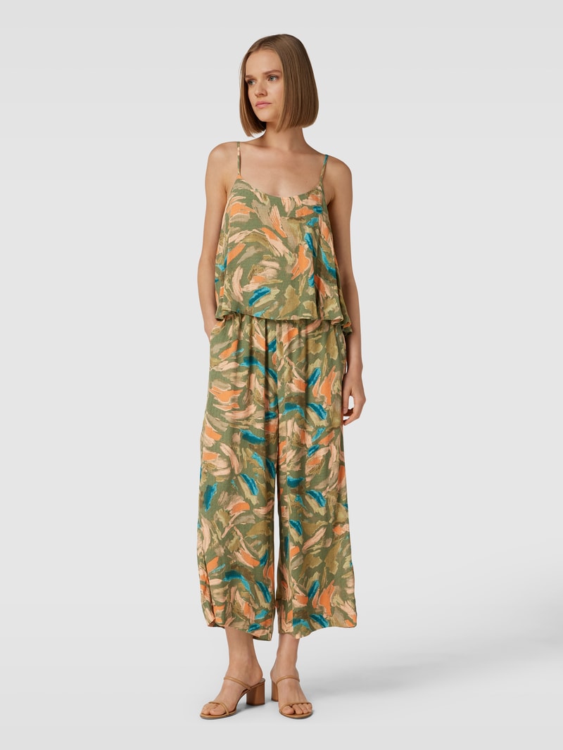Jumpsuit aus Viskose mit Allover-Muster in khaki