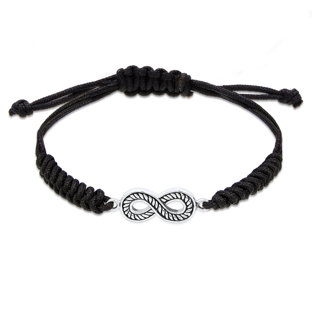 KUZZOI KUZZOI Bracelet Textilband Infinity Symbol Oxidiert 925 Silber Bracelet