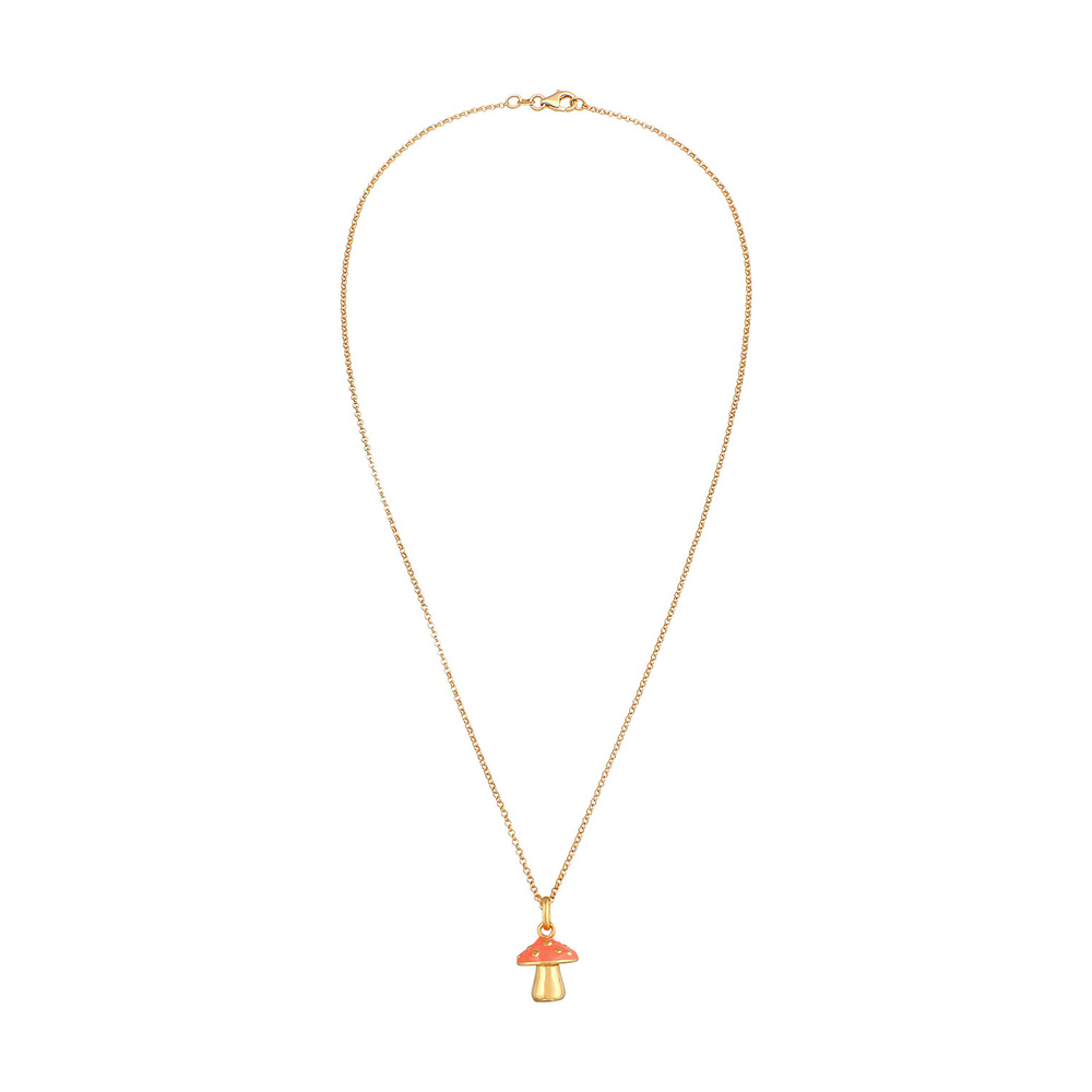 Elli Elli Collier Femmes Pendentif Champignon avec Émail Orange en Argent Sterling 925 Bijoux