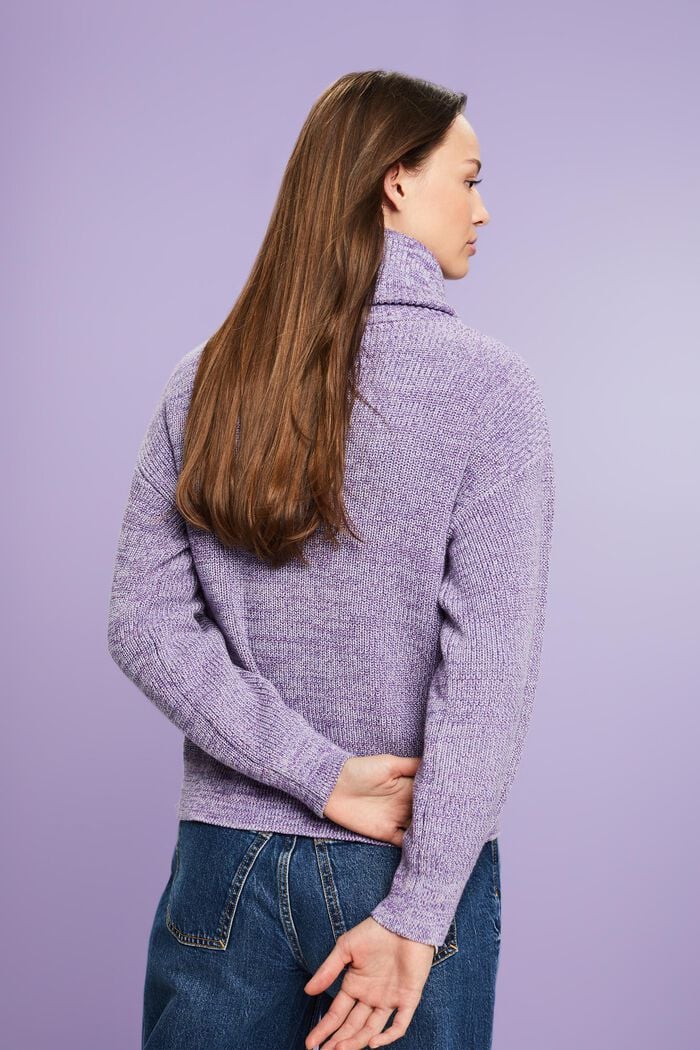Melierter Strick-Cardigan mit Rollkragen