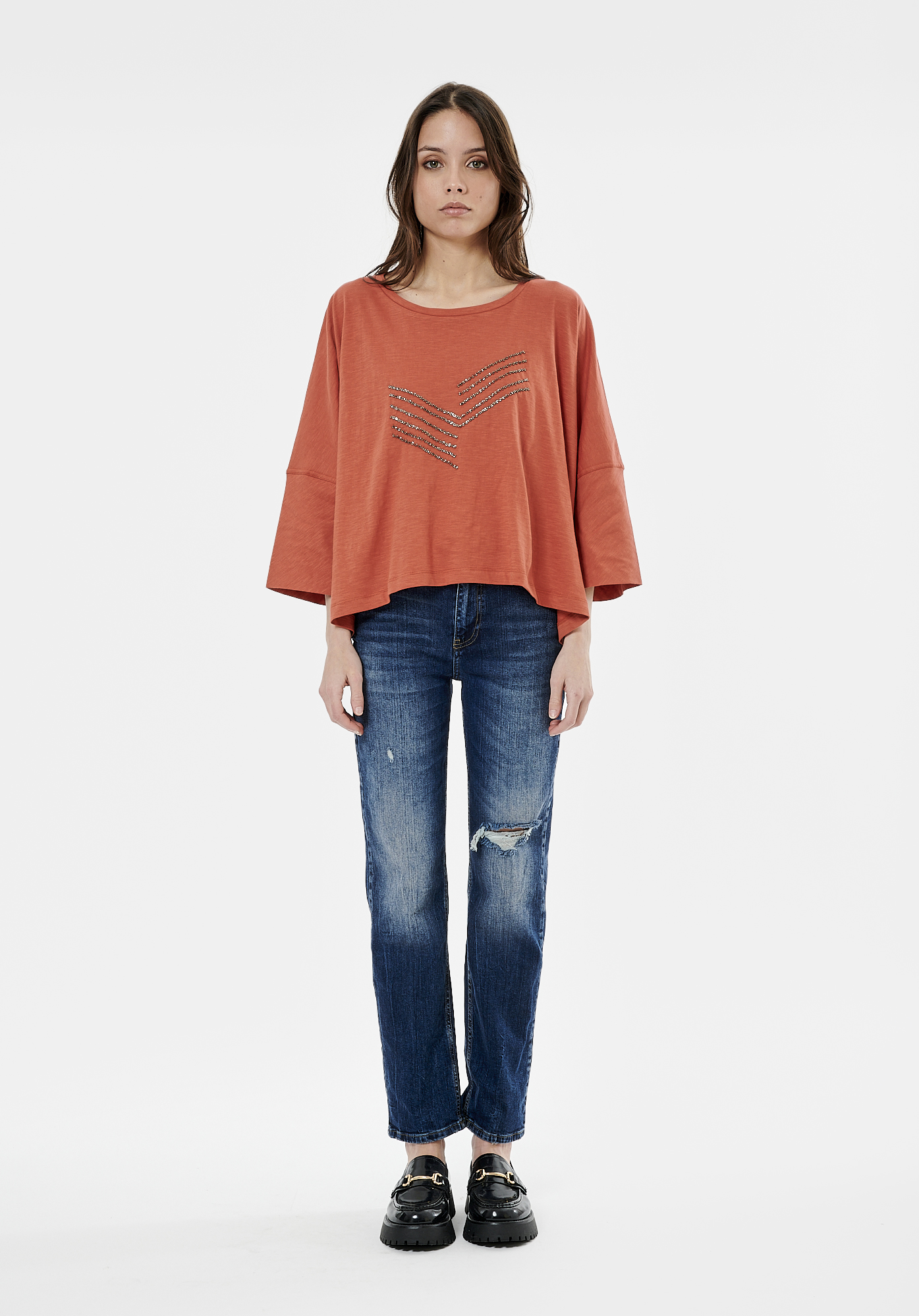 LEXI   T-shirt orange Femme 100% coton