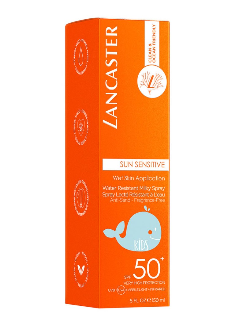 Lancaster Sun Sensitive Kids Spray cu protecție solară lăptoasă SPF 50, rezistent la apă
