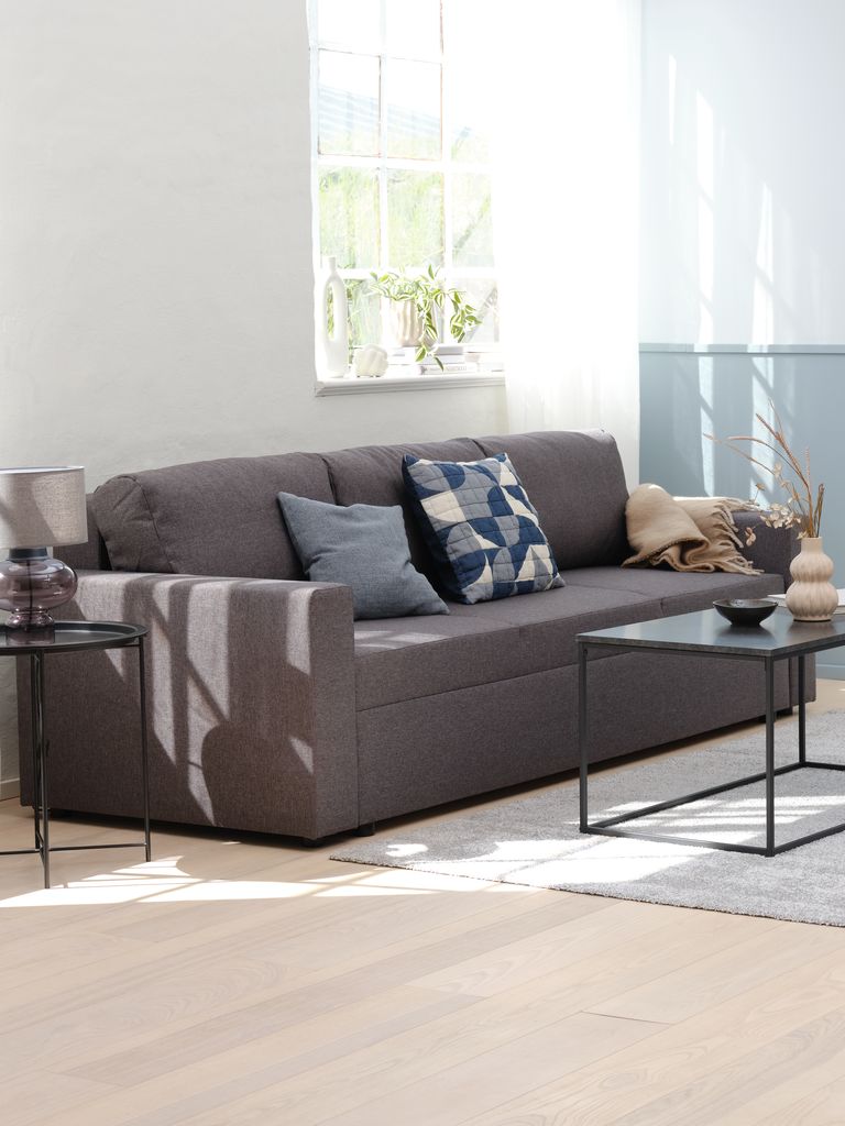MARSLEV MARSLEV Sofá cama de 3 lugares, tecido cinza escuro