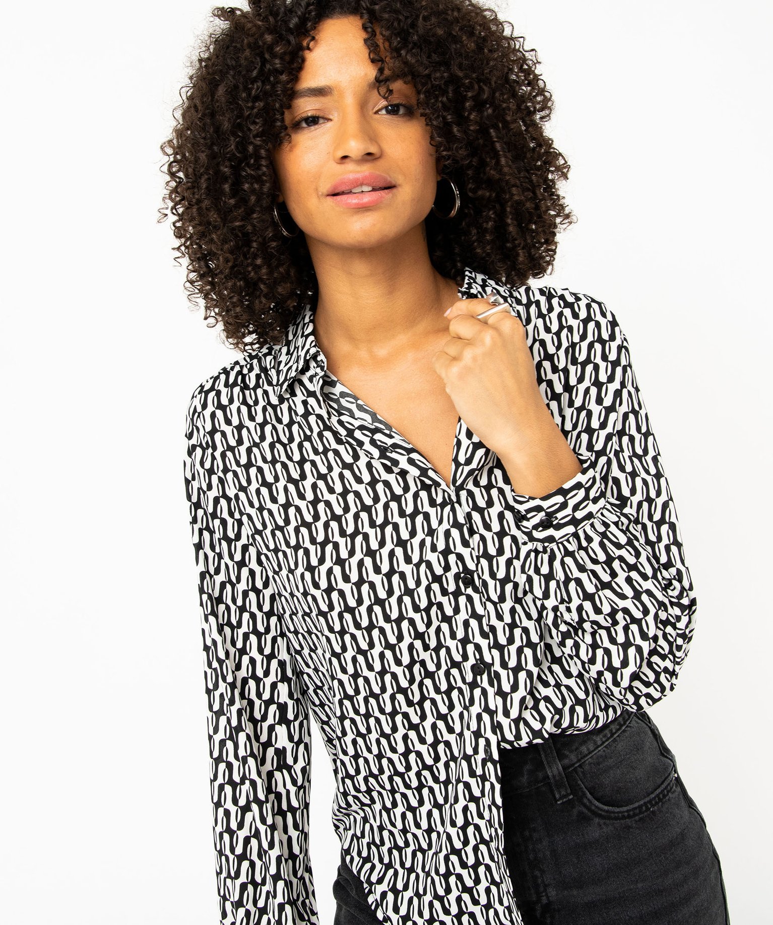 Chemise imprimée à manches longues femme imprime | GEMO