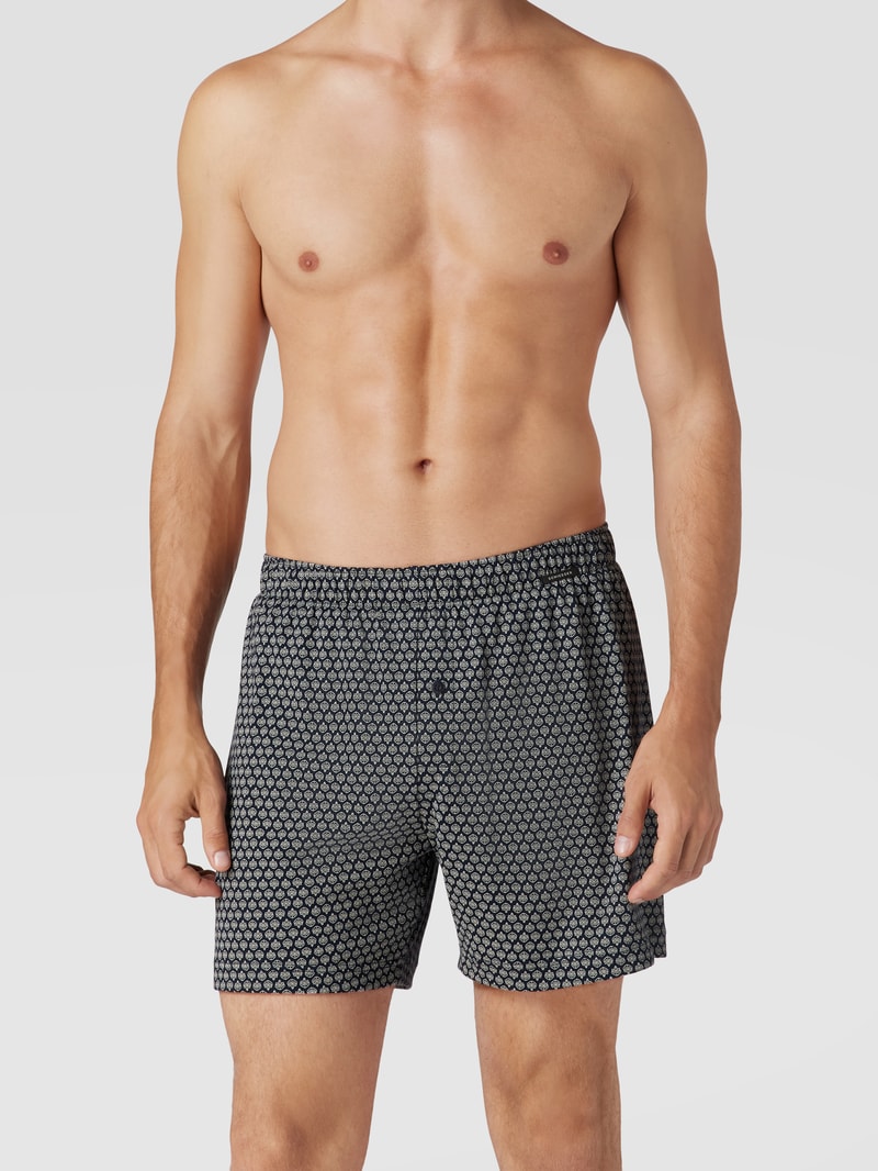 Boxershorts mit Label-Applikation Modell 'Interlock' in dunkelblau