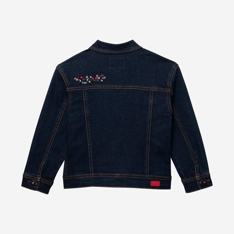 Veste en jean fille brodée fleurs bleu Catimini