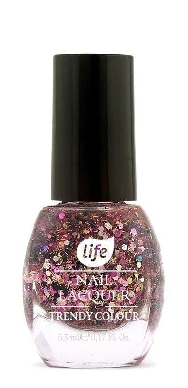 LIFE Trendy Colour Blizgučių Nagų Lakas 5.5g No. 190