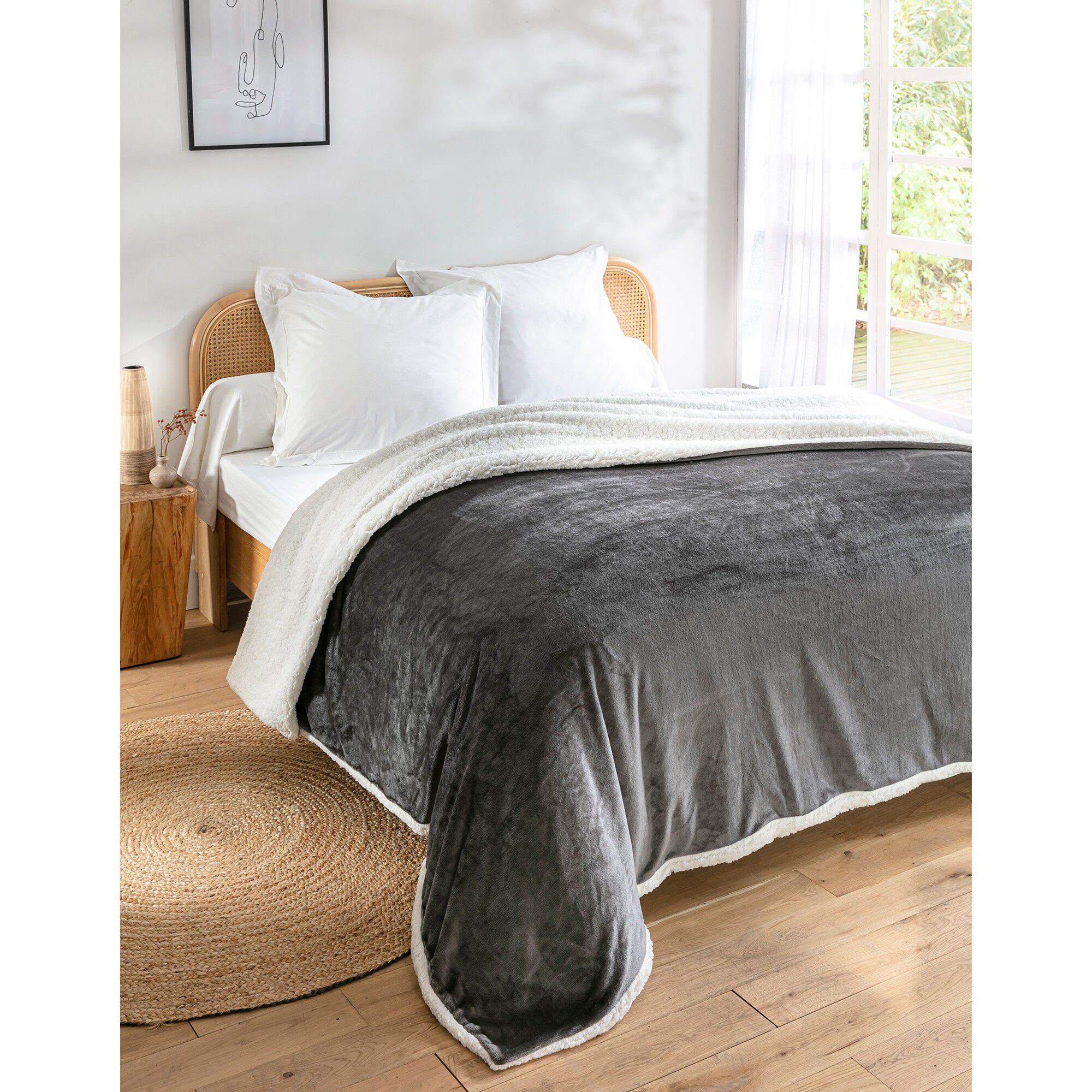 Couverture double face polaire et sherpa