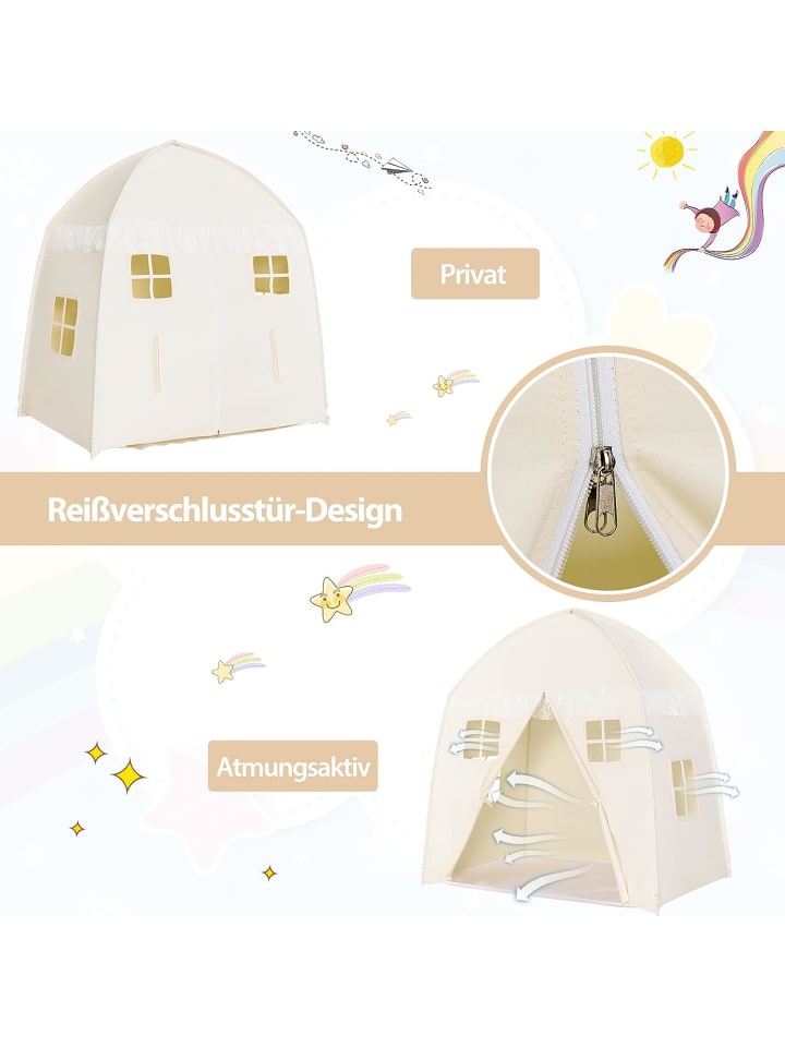 COSTWAY Spielzelt für 2-3 Personen in Beige günstig kaufen 145 x 100 cm