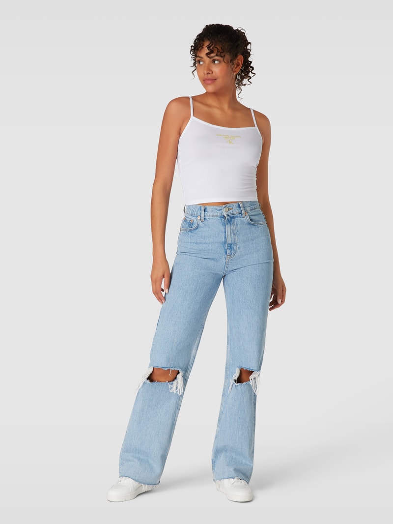 Top mit Label-Print Modell 'STRAPPY' in weiss