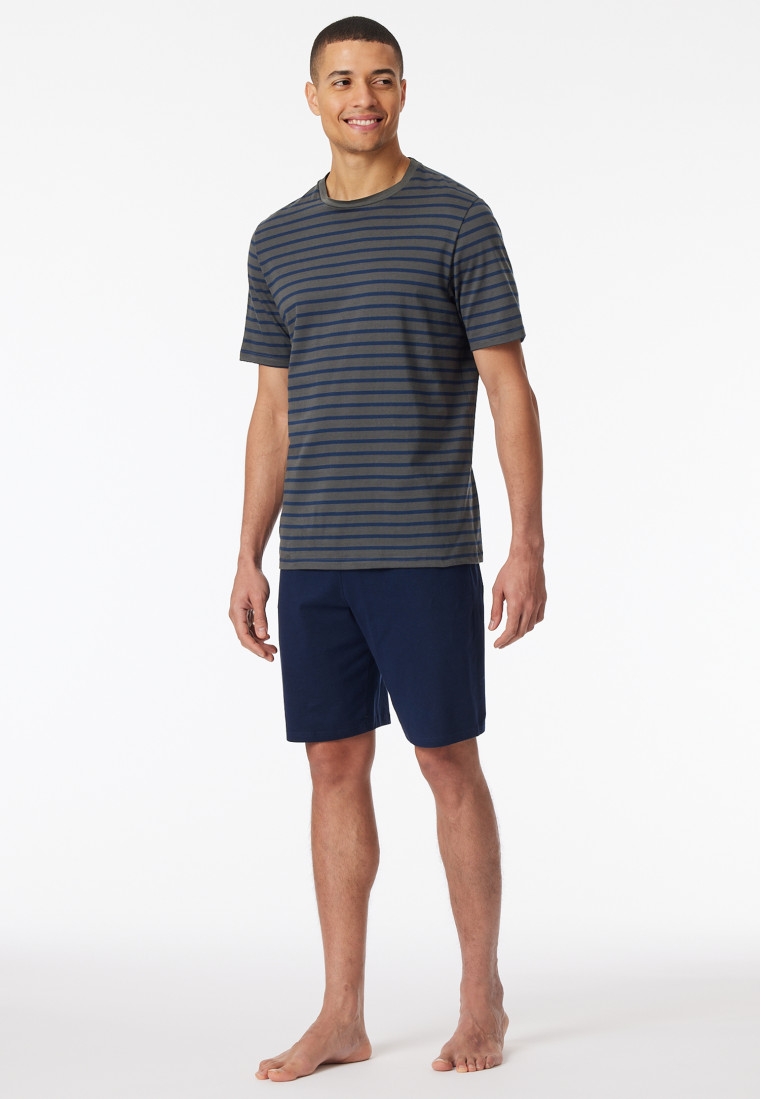 Schlafanzug kurz Streifen anthrazit - Casual Essentials