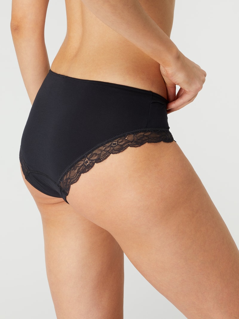 Slip mit Stretch-Anteil Modell 'Cotton Lace' in schwarz