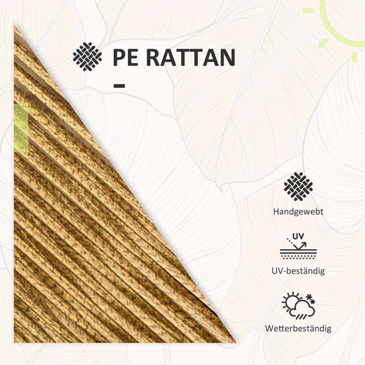 Outsunny Rattan Gartenmöbel-Set Gartengarnitur mit 2 Stühlen, Beistelltisch