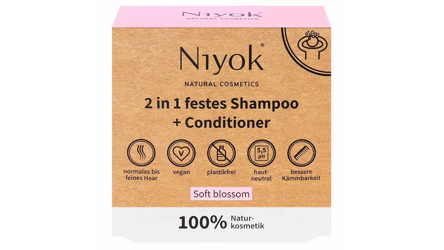 Niyok 2 in 1 festes Shampoo & Conditioner Soft Blossom 80 g