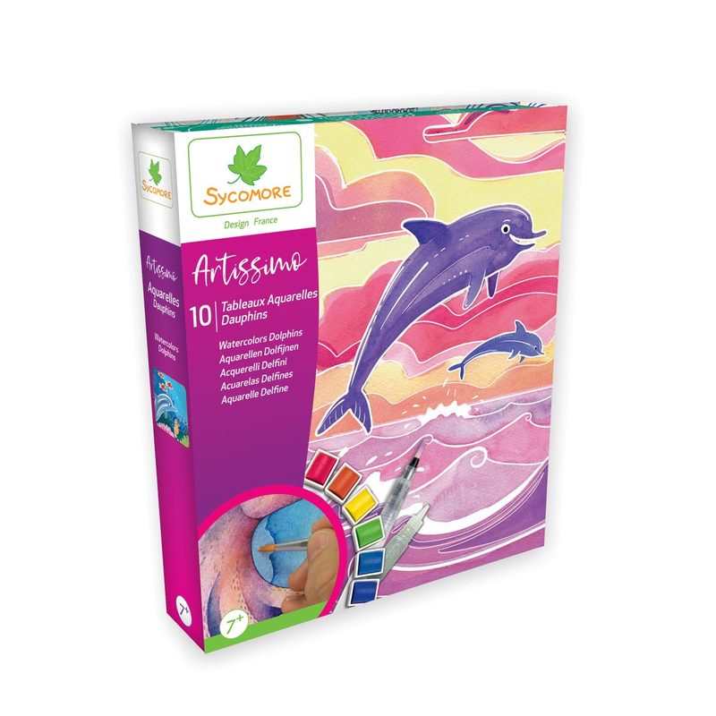 10 tableaux aquarelles dauphins Artissimo