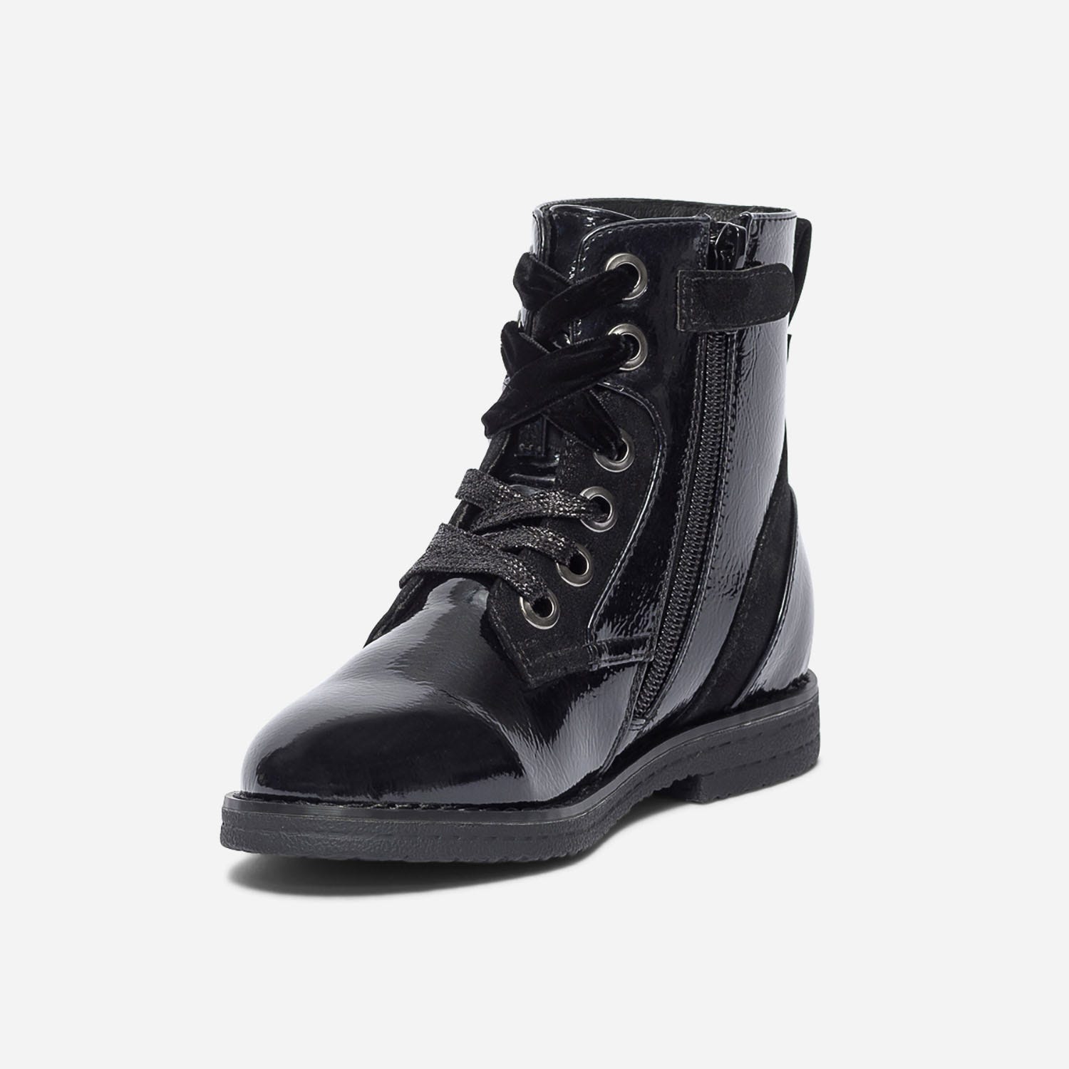 Bottine noire vernie à lacets
