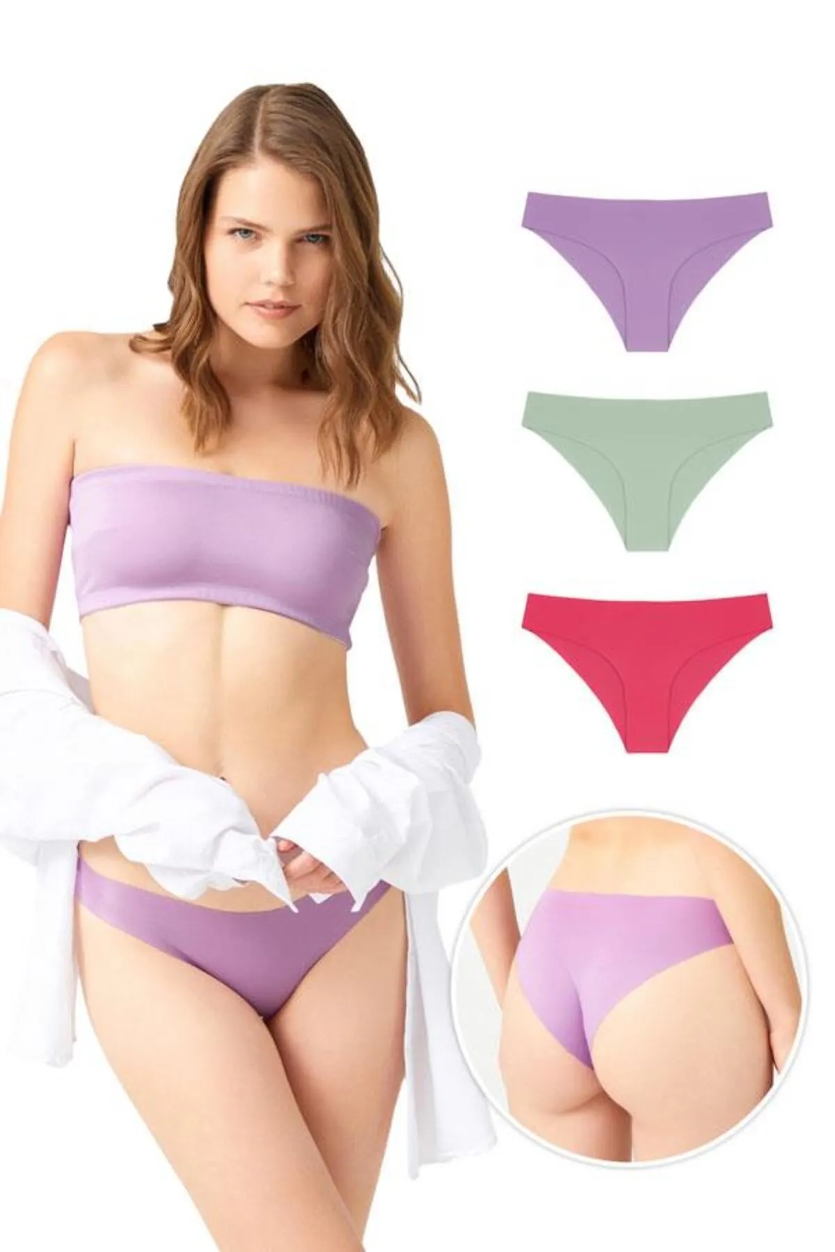 Cottonhill  Lasergeschnittene Damen-Bikini-Höschen, 3er-Pack