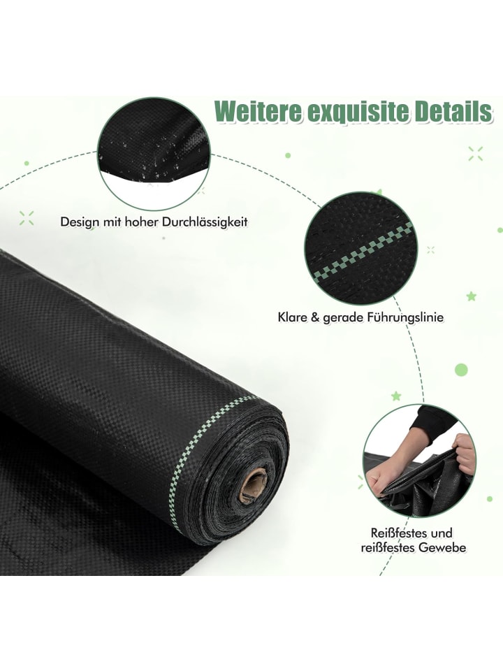COSTWAY Unkrautvlies 25x2m-100 g/m² in Schwarz günstig kaufen onesize