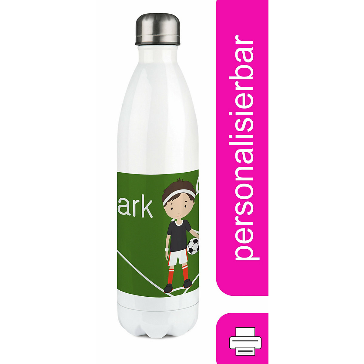 Edelstahl Kinder Thermoflasche / Trinkflasche bunt Fußballspieler Spülmaschinenfest, Auslaufsicher, Bruchfest, Doppelwandig, Für Heißgetränke geeignet, Mit Deckel, Isoliert