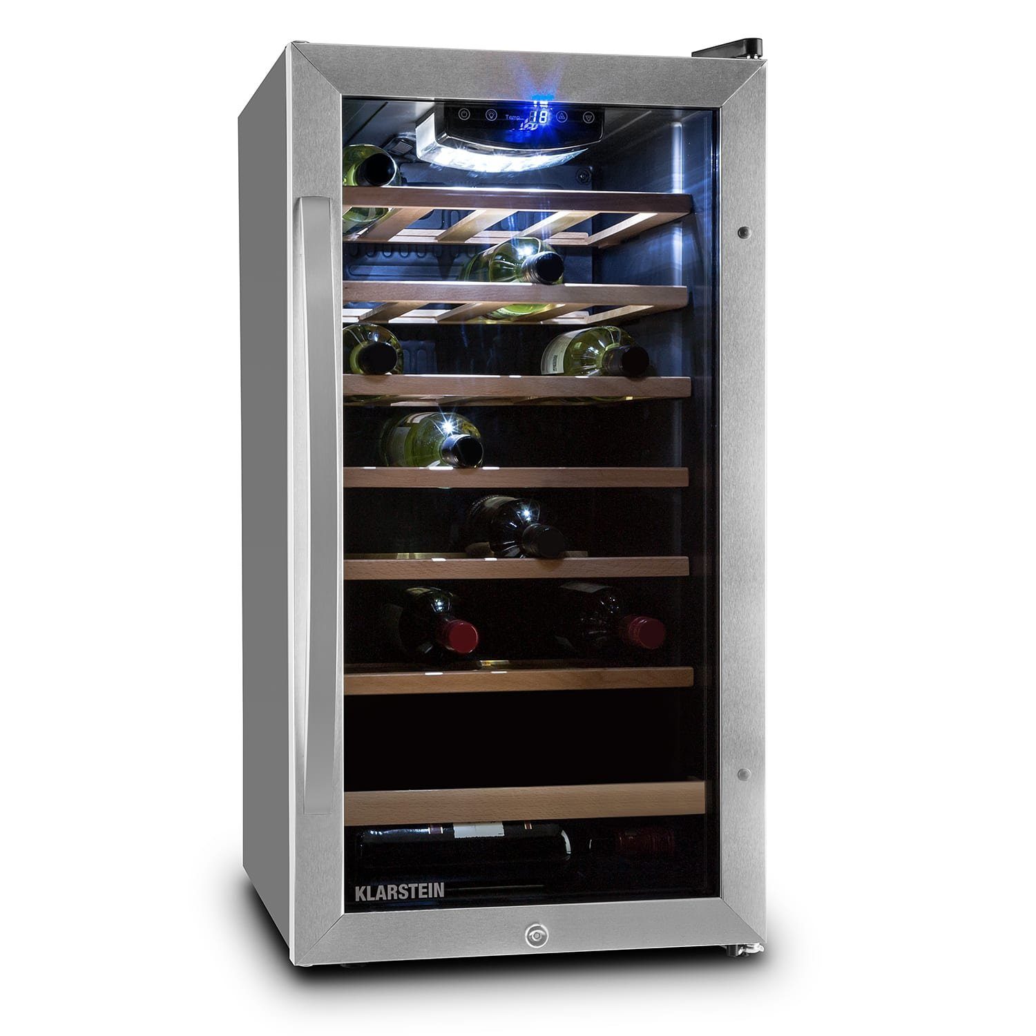 Klarstein Weinkühlschrank Vinamour 26 Uno, für 26 Standardflaschen á 0,75l,Wein Flaschenkühlschrank Weintemperierschrank Weinschrank Kühlschrank