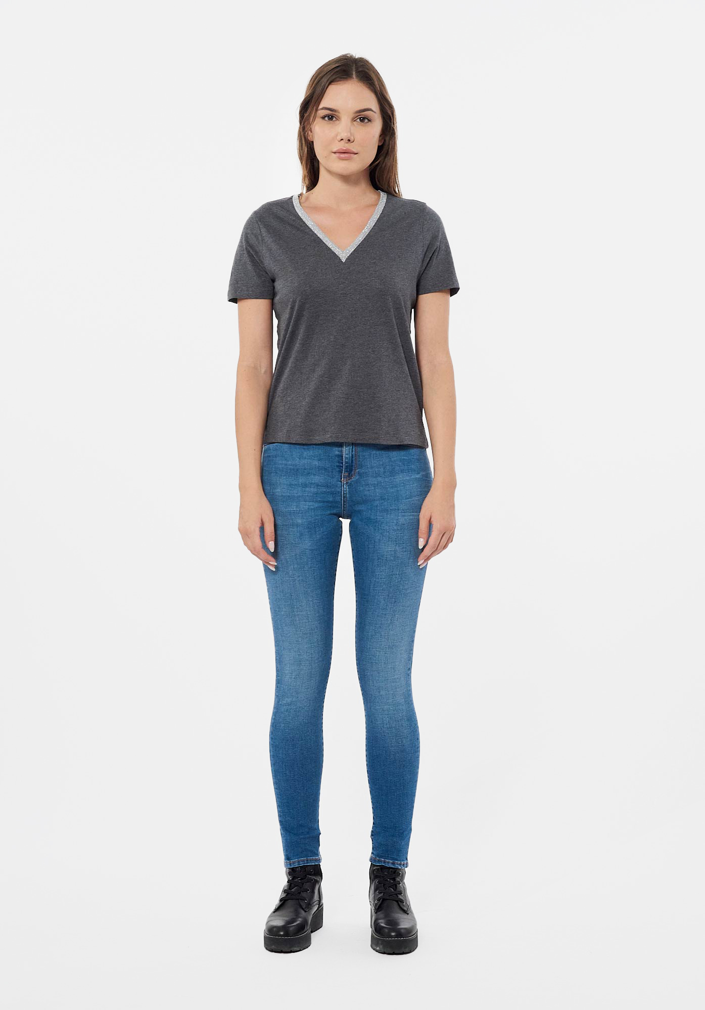 FINE   T-shirt gris Femme