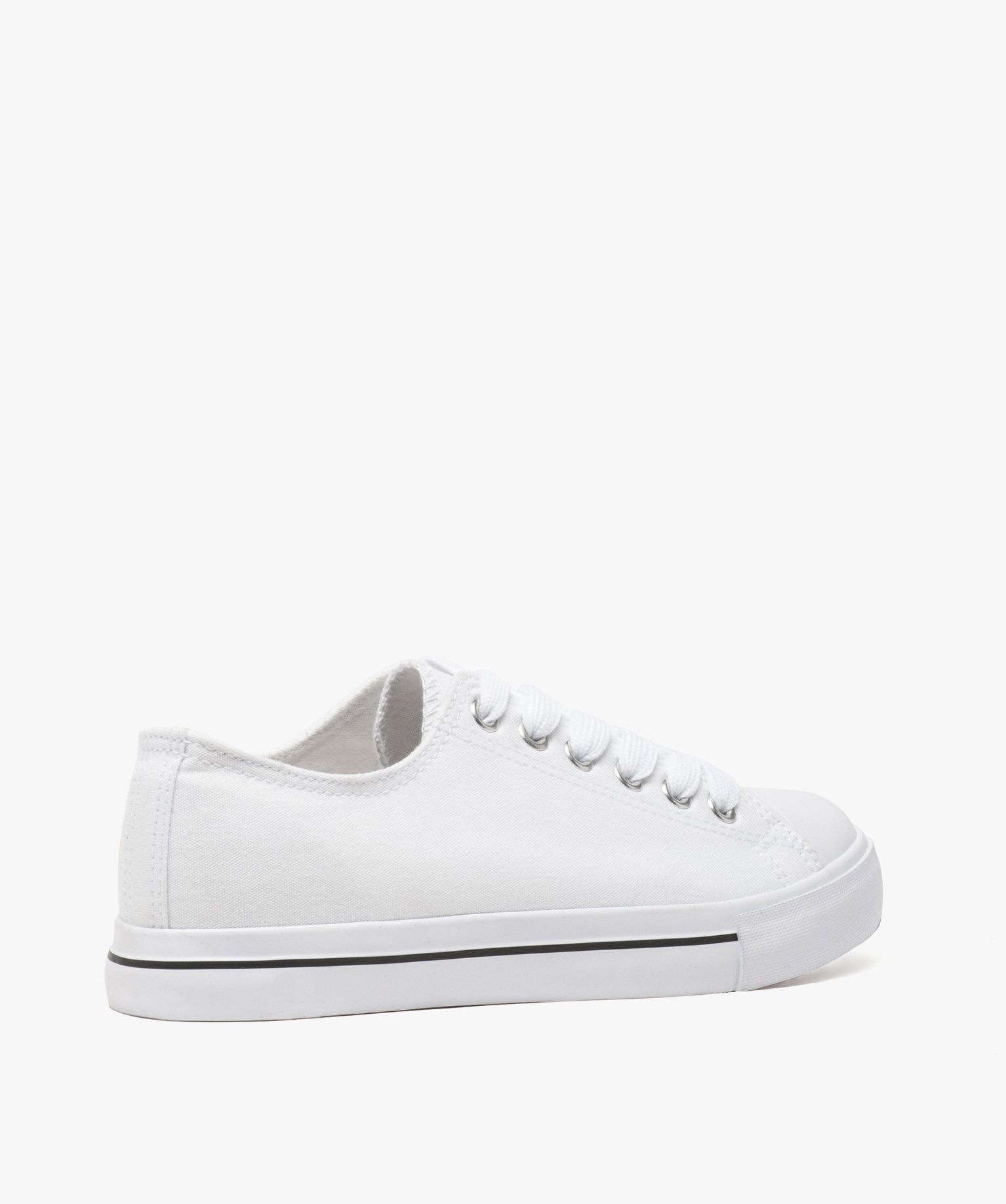 Baskets femme en toile à bout renforcé fermeture lacets blanc | GEMO