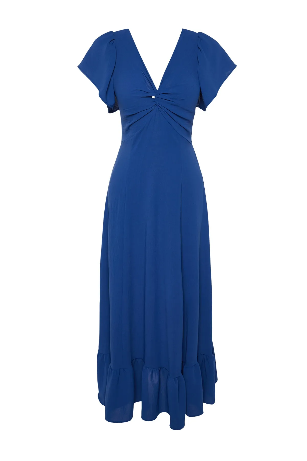 Trendyol Collection  Indigofarbenes Maxikleid mit gewebtem Volant und detailliertem Webmuster TWOSS23EL02065