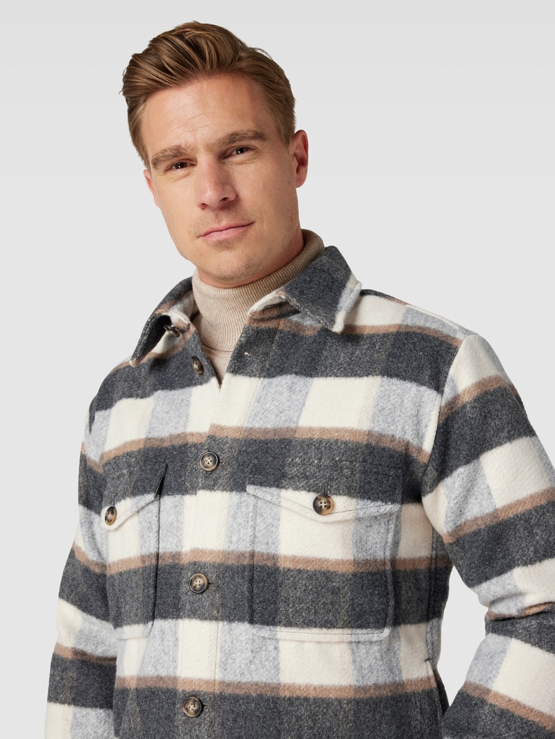 Relaxed Fit Overshirt mit Tartan-Karo in mittelbraun