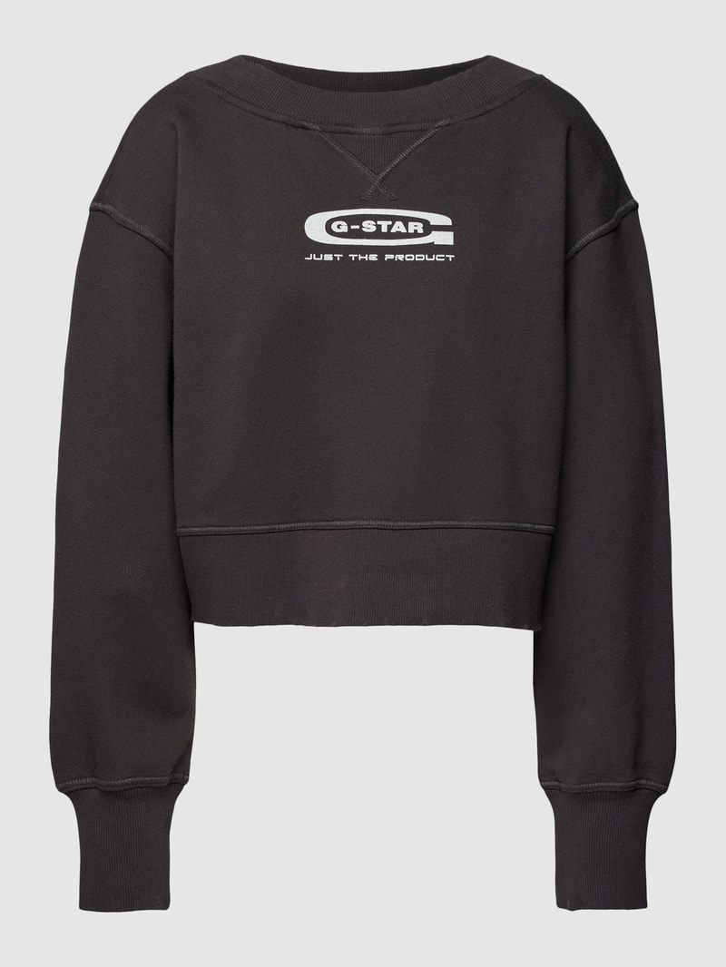 Cropped Sweatshirt im Destroyed-Look in anthrazit