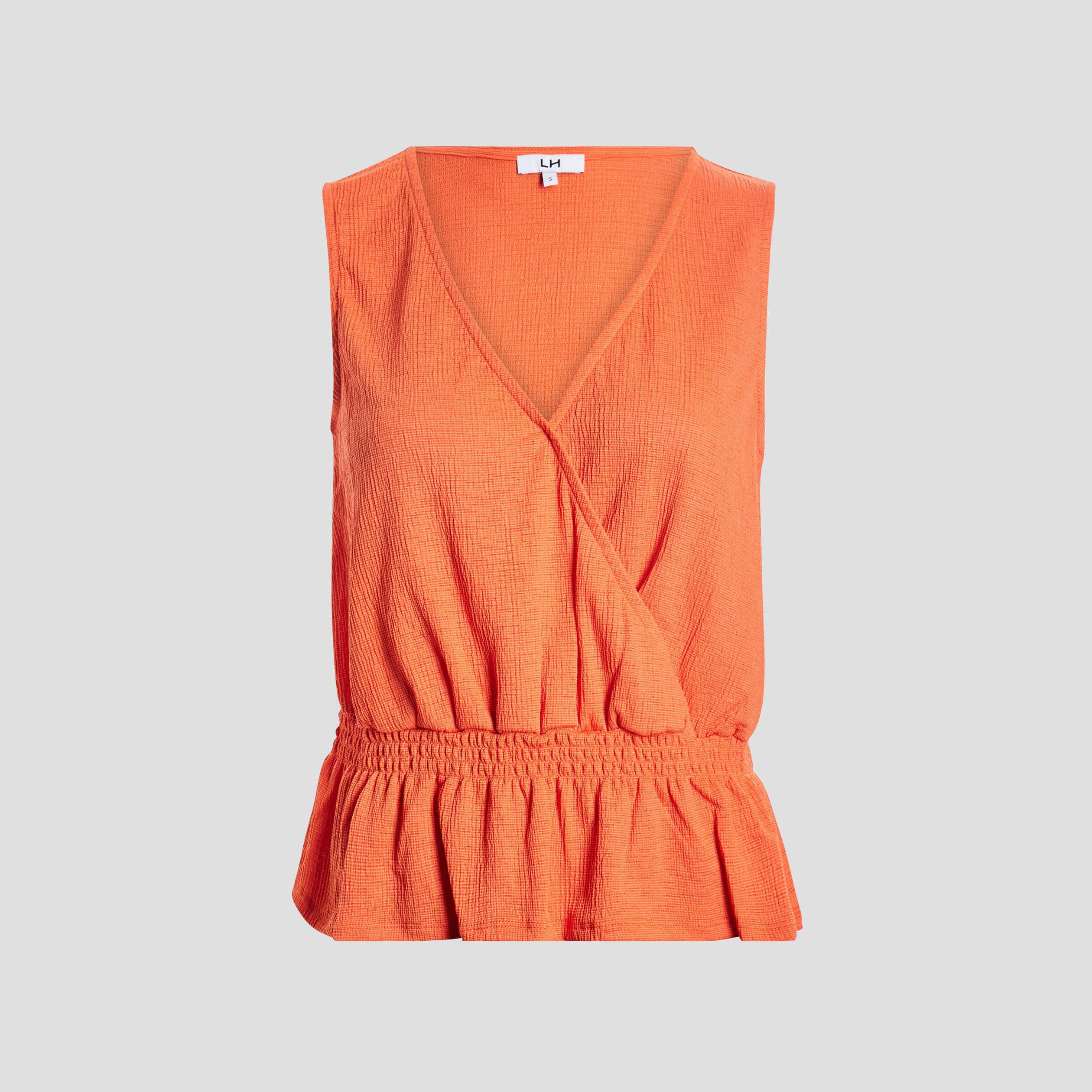 Débardeur effet cache coeur orange femme | La Halle