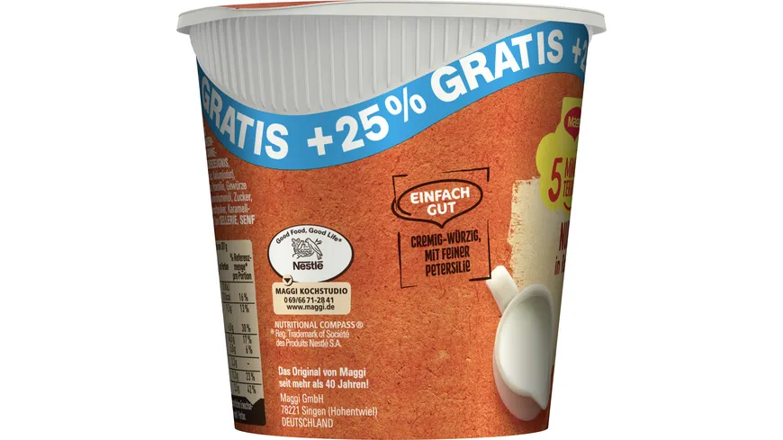 MAGGI 5 Minuten Terrine Nudeln in Rahmsauce 76 g