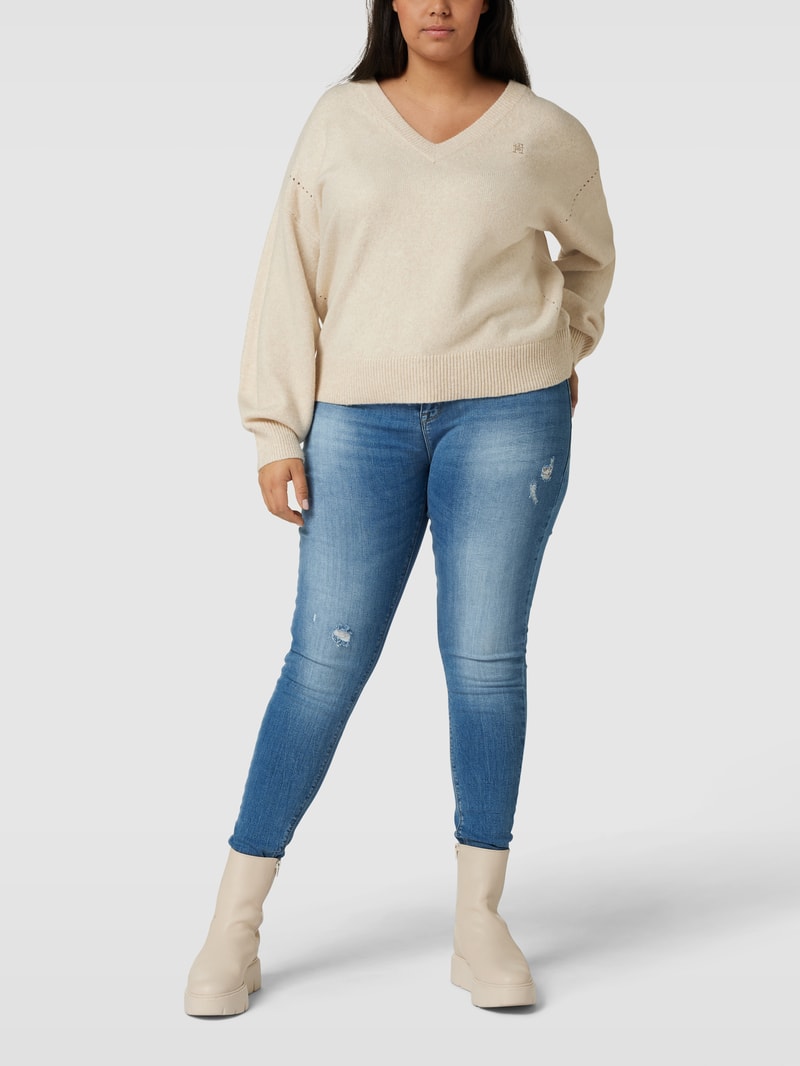PLUS SIZE Skinny Fit Jeggings im Destroyed-Look Modell 'CARHUBA' in hellblau