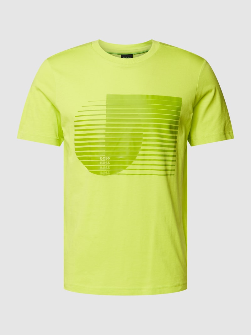 T-Shirt mit Label- und Muster-Print in neon grün