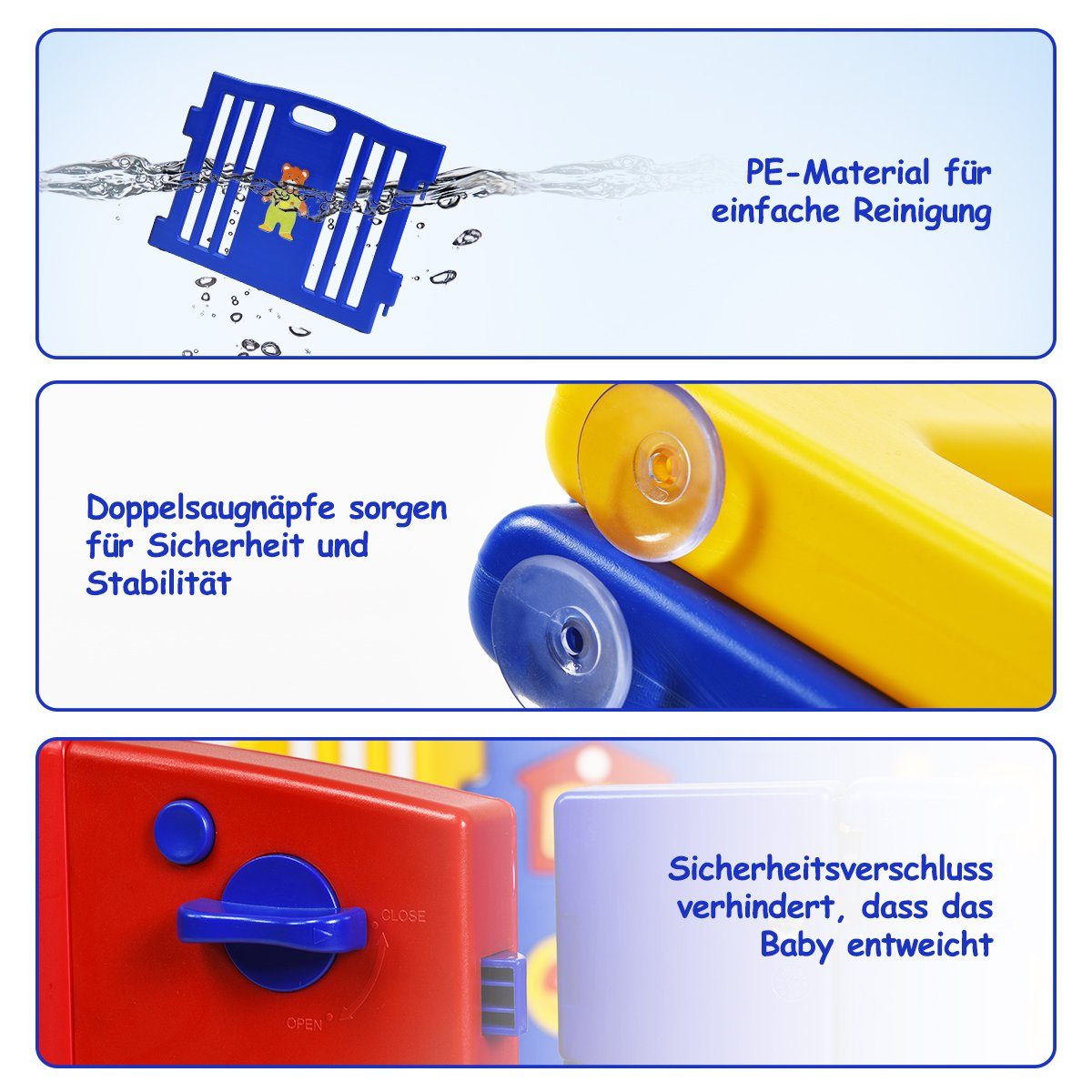 COSTWAY Laufgitter Baby Laufstall, mit Tür & Sicherheitsschloss