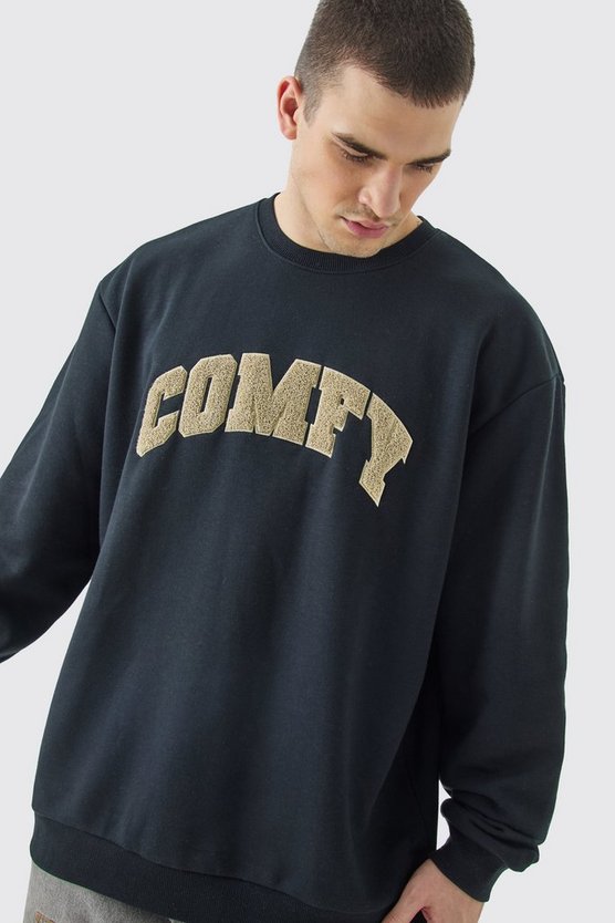 Tall Oversize Borg-Sweatshirt mit Applikation