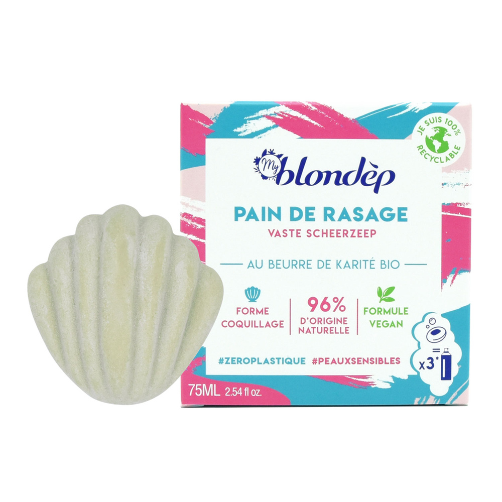 blondepil Pain de rasage solide - Naturel & Vegan- 75 ml Pain de rasage solide