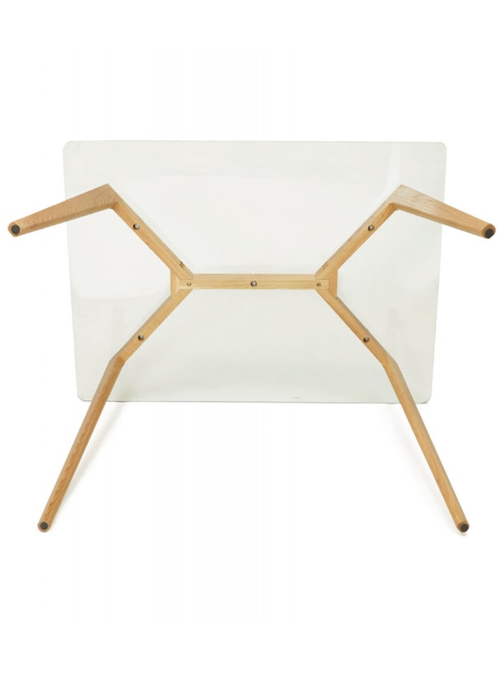 KADIMA DESIGN Glastisch Schreibtisch mit Holzbeinen | Moderner Designertisch günstig kaufen onesize