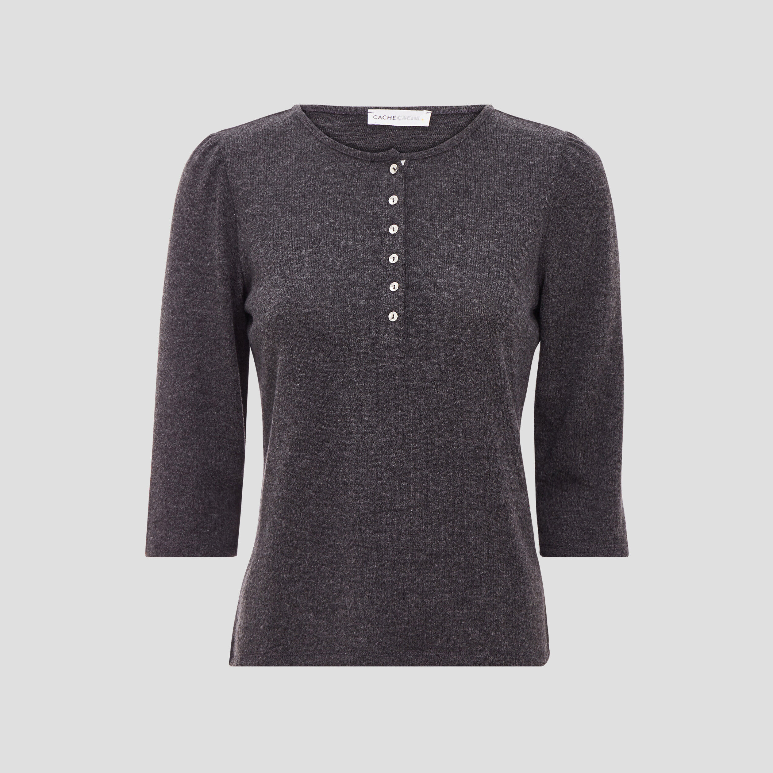 T-shirt manches 3/4 gris foncé femme | Cache Cache