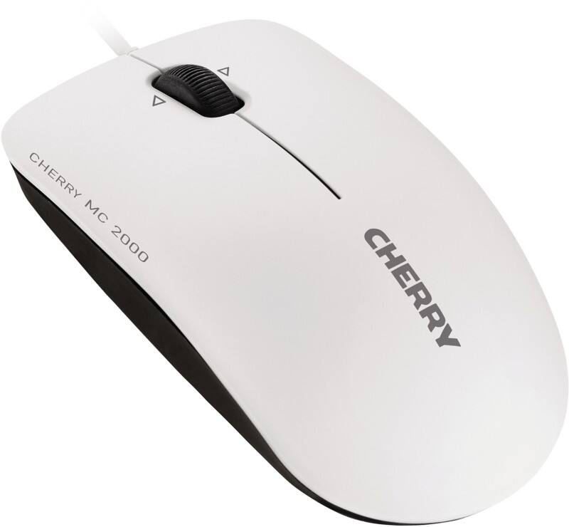 Cherry Kabelgebundene Maus Beidhändig MC 2000 1 m Kabel Weißgrau