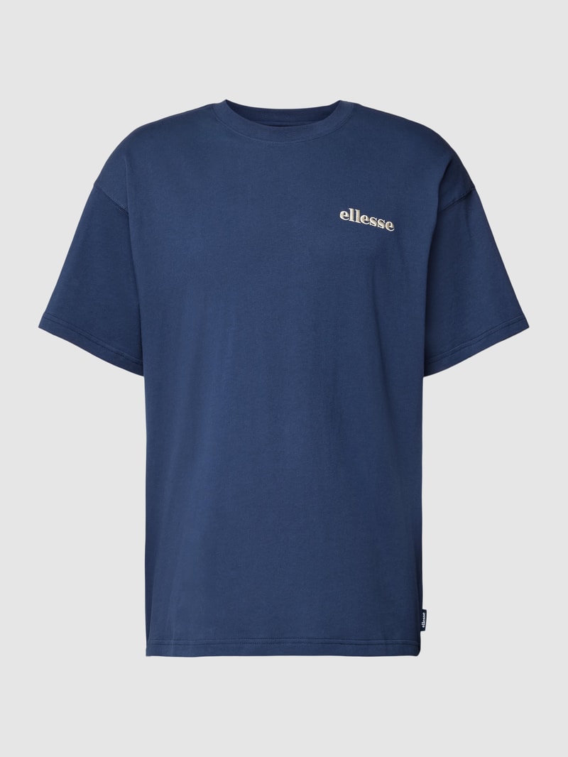 T-Shirt mit rückseitigem Statement-Print Modell 'Minker' in marineblau