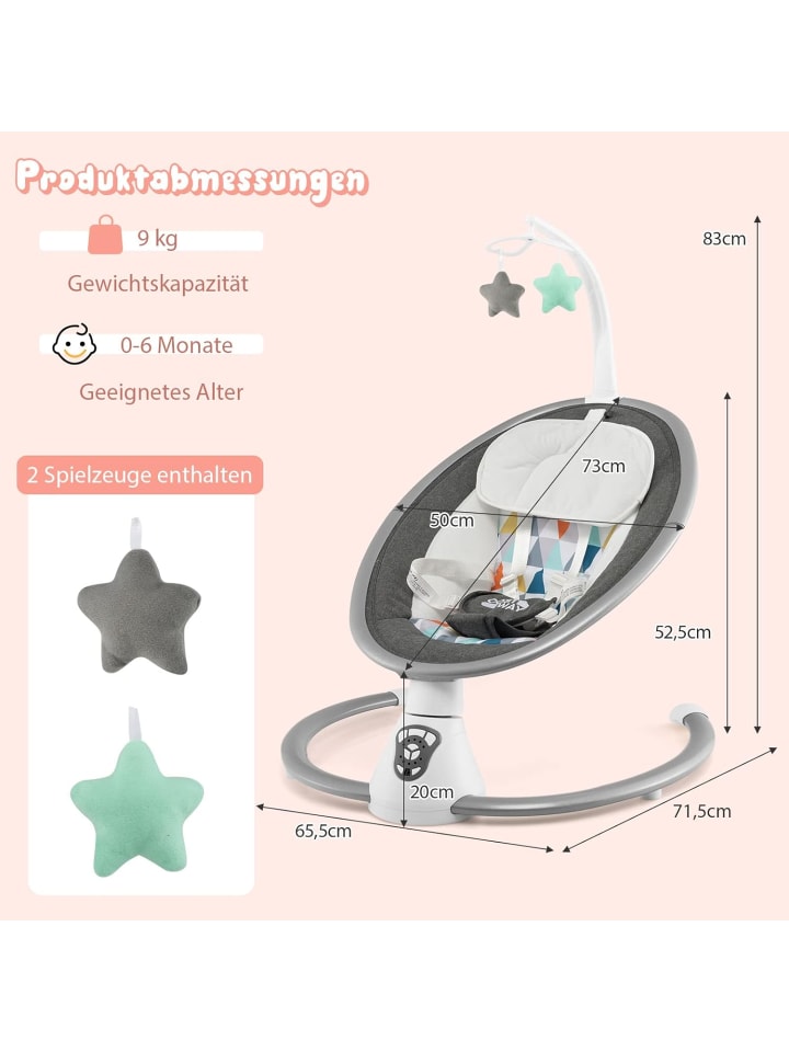 COSTWAY Babywippe Elektrisch bis 6 Monaten in Grau günstig kaufen onesize