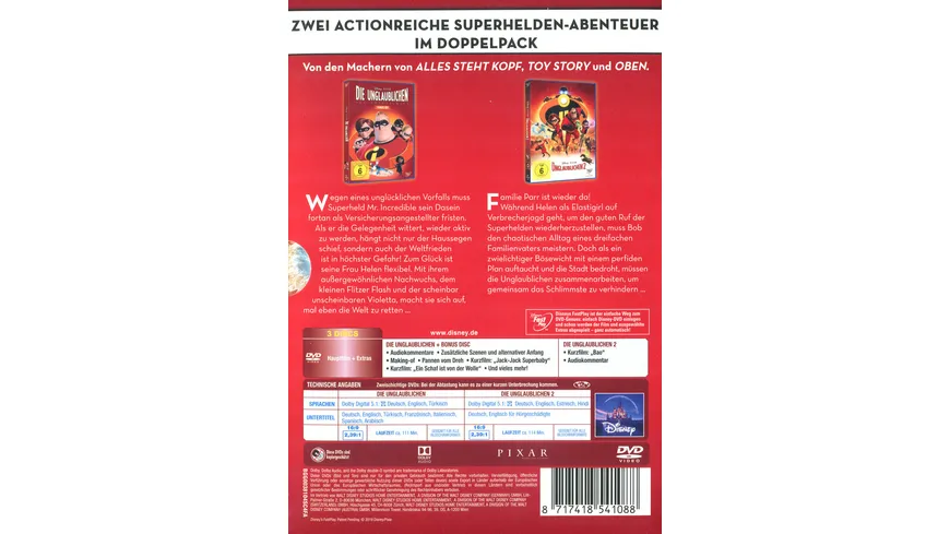 Die Unglaublichen 1+2  (Doppelpack)  [3 DVDs]