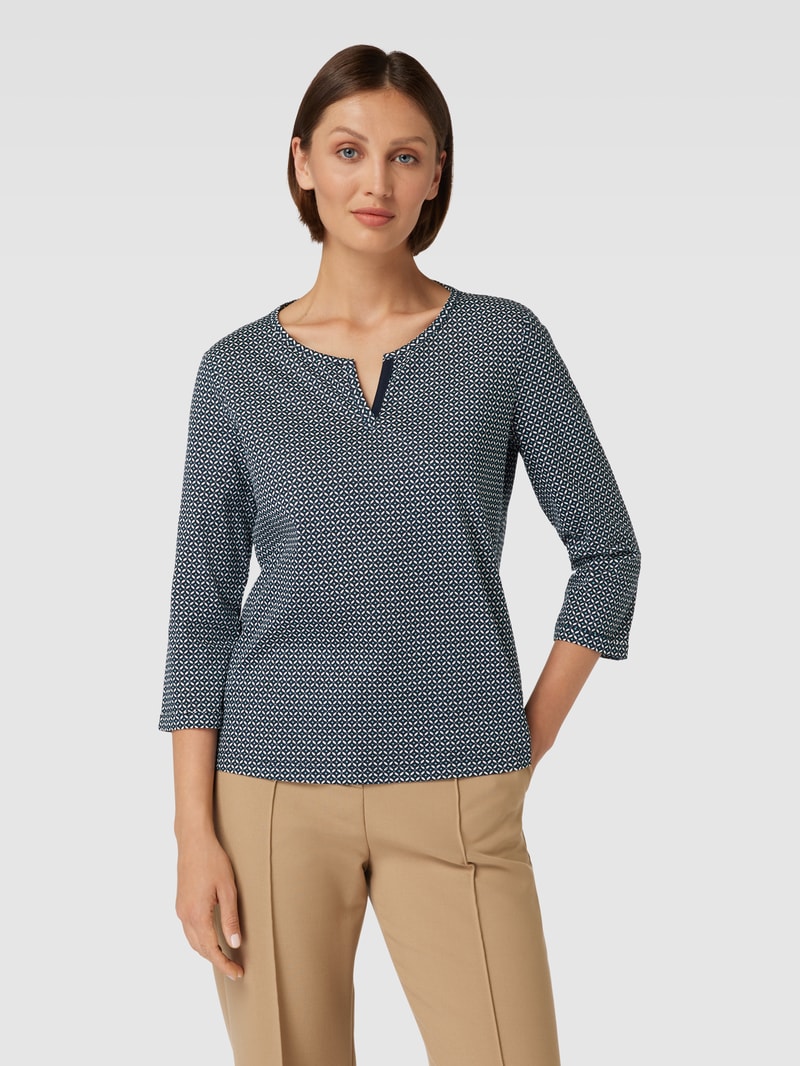 Blusenshirt mit Allover-Muster in marineblau