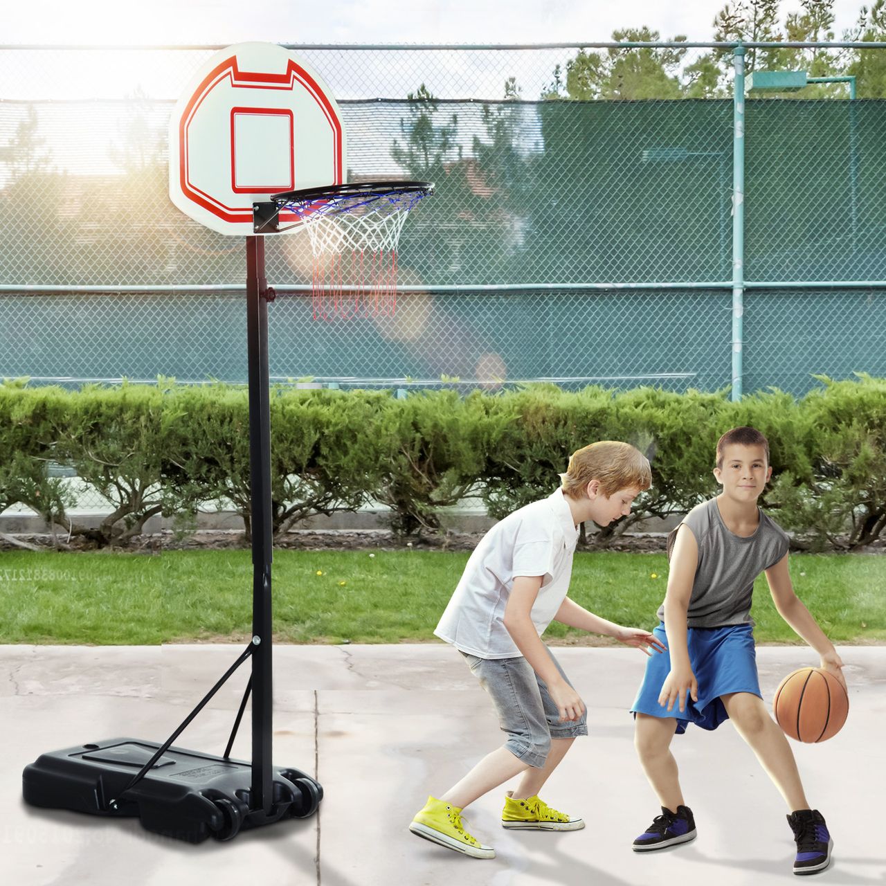 HOMCOM Kinder Basketballständer Basketballkorb höhenverstellbar mit Rollen